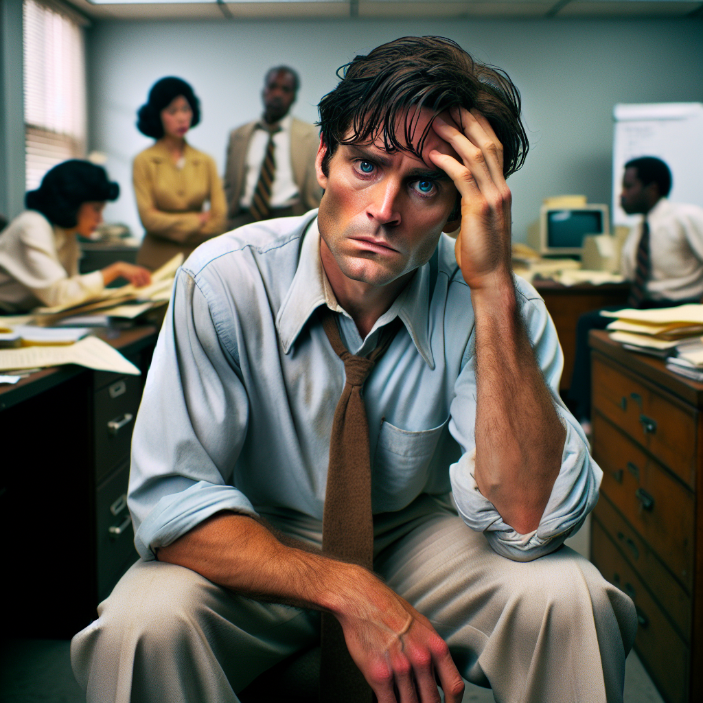 Man sitting in his office in despair