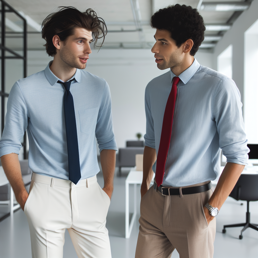 2 men talking in an office