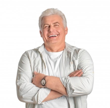 smiling grey haired man